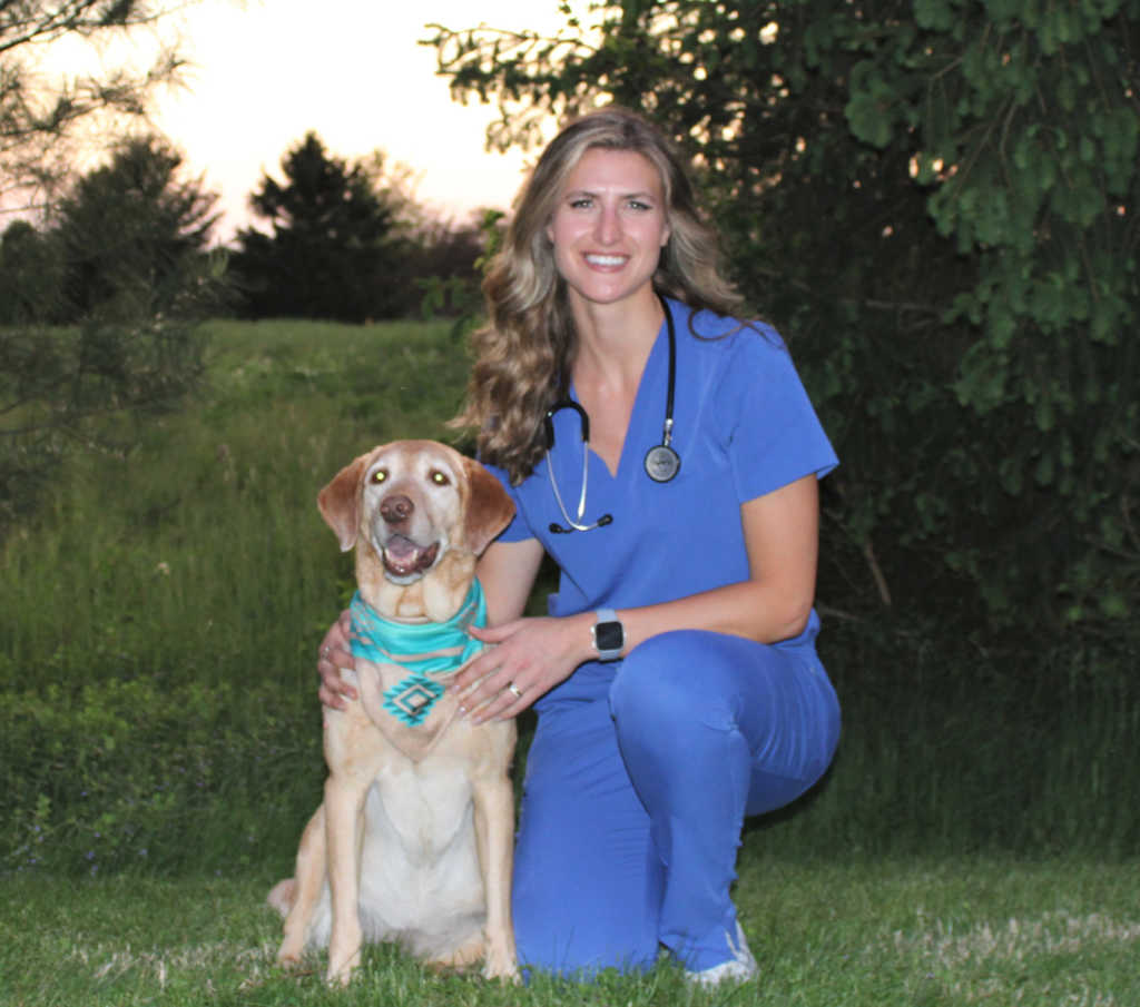 Veterinarian Kimberly O'Neal with her pet dog